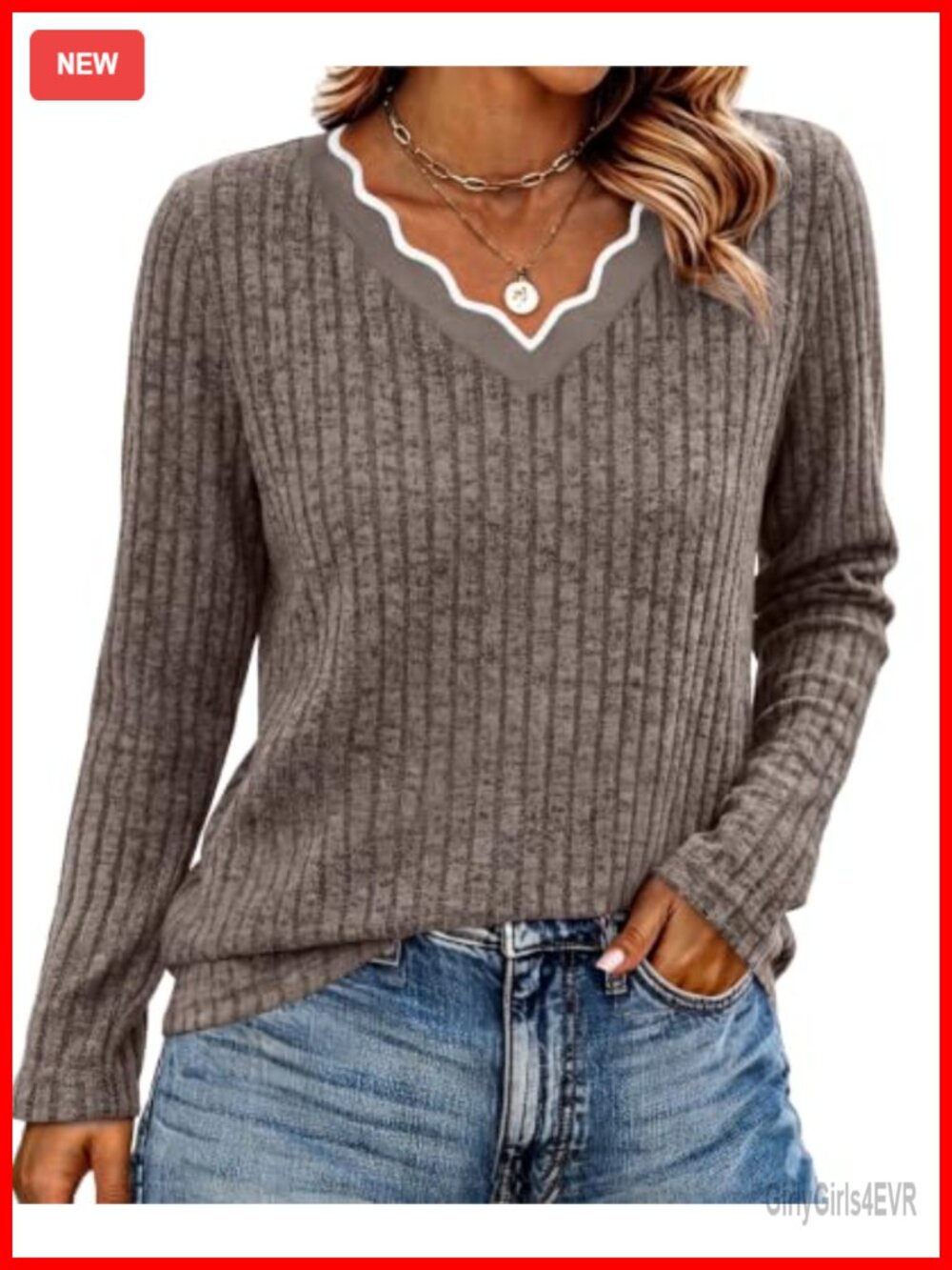 Womens Lightweight Long Sleeve Tunic Top V Neck Sweater Fall Layering Blouse